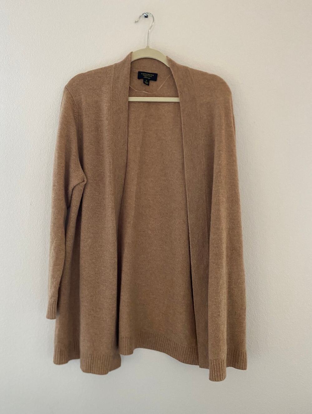 Charter Club Womens 100% Cashmere Open Front Cardigan Camel Size XL
